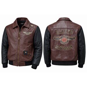 Harley Davidson 95th Anniversary Leather Jacket 1903-1998 Two Tone L 46 Chest